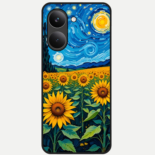  Starry Sunflower Dreams Glass Case For Poco X8 Pro back cover – full design glossy printed glass finish