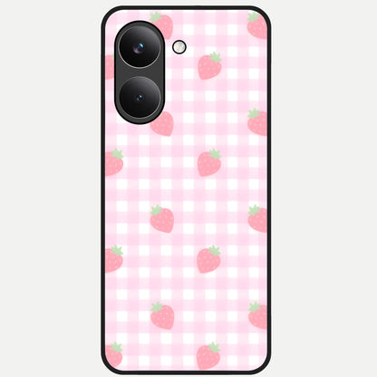  Strawberry Picnic Love Glass Case For Poco X8 Pro back cover – full design glossy printed glass finish