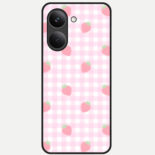  Strawberry Picnic Love Glass Case For Poco X8 Pro back cover – full design glossy printed glass finish