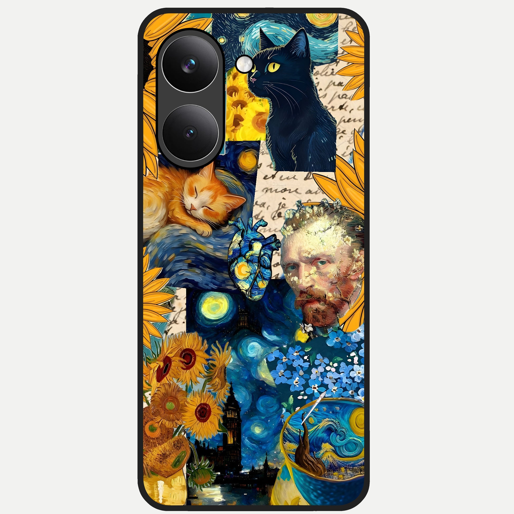  Sunflower Chic Mood Custom Name Glass Case For Poco X8 Pro back cover – full design glossy printed glass finish