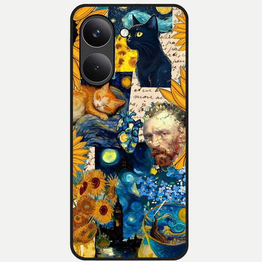  Sunflower Chic Mood Custom Name Glass Case For Poco X8 Pro back cover – full design glossy printed glass finish