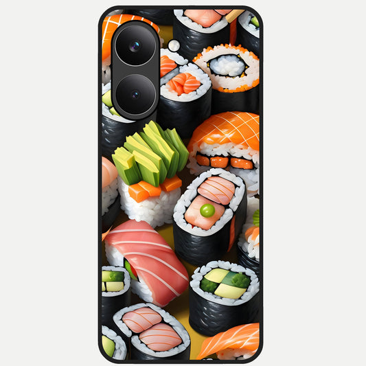  Sushi Food Pattern Glass Case For Poco X8 Pro back cover – full design glossy printed glass finish