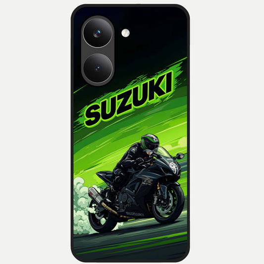  Suzuki Speed Beast Glass Case For Poco X8 Pro back cover – full design glossy printed glass finish