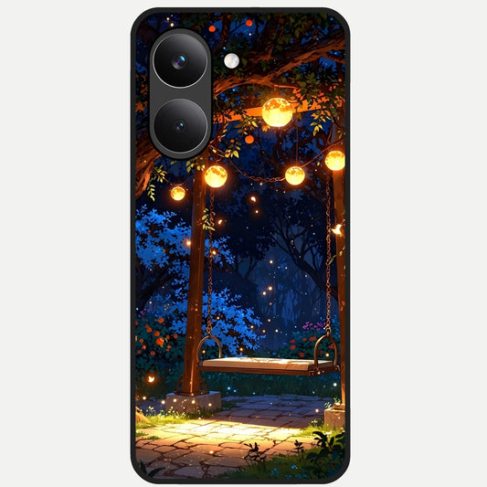  Twilight Garden Swing Glass Case For Poco X8 Pro back cover – full design glossy printed glass finish