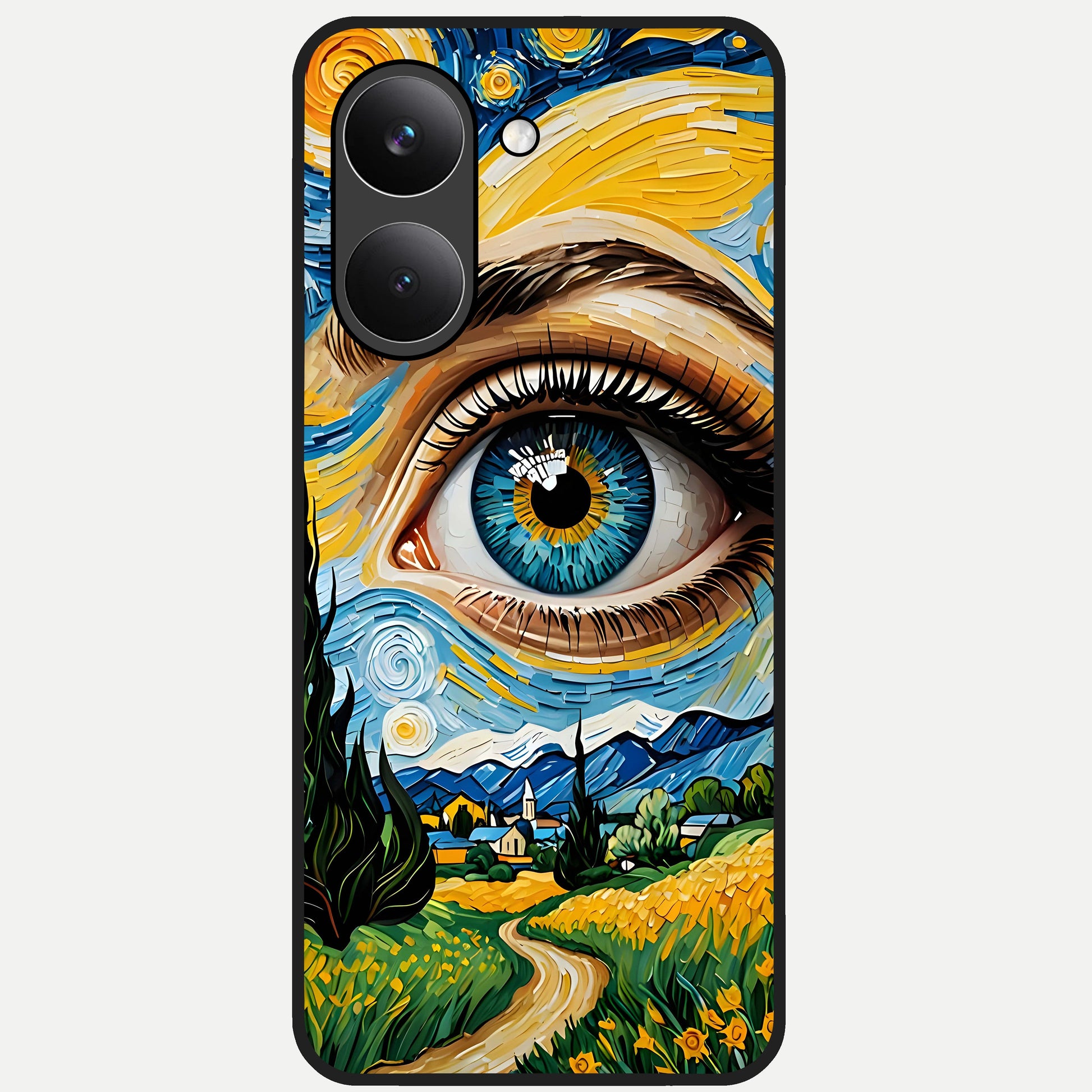  Van Gogh Eye Glass Case For Poco X8 Pro back cover – full design glossy printed glass finish