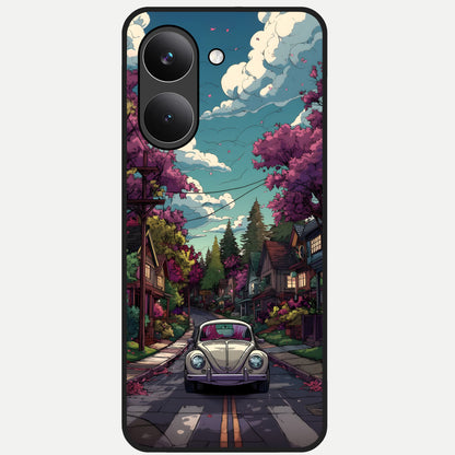  Vintage Street Drive Glass Case For Poco X8 Pro back cover – full design glossy printed glass finish