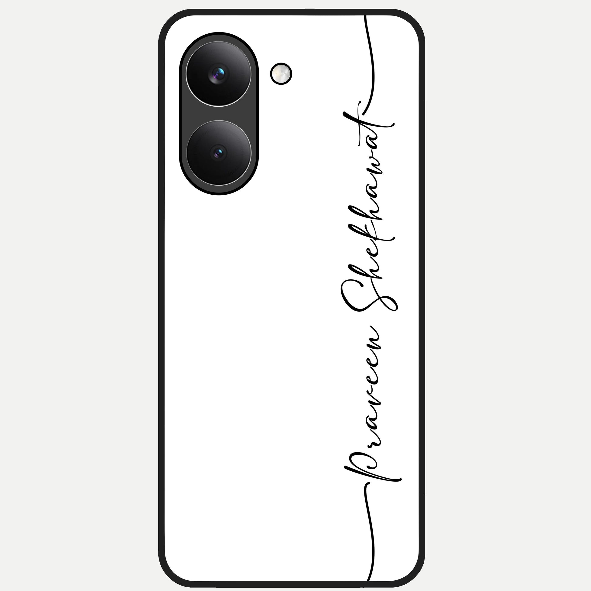 White Tune Custom Name Glass Case For Poco X8 Pro back cover – personalized glossy printed glass finish