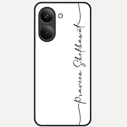  White Tune Custom Name Glass Case For Poco X8 Pro back cover – personalized glossy printed glass finish