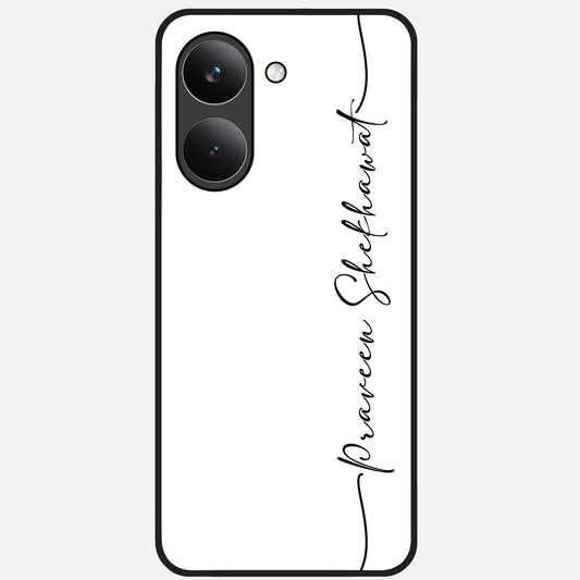  White Tune Custom Name Glass Case For Poco X8 Pro back cover – personalized glossy printed glass finish