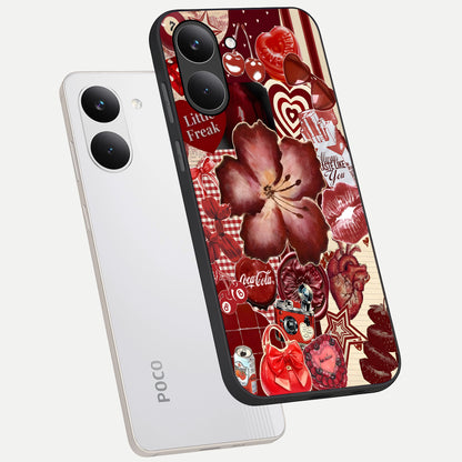  Aesthetic Little Freak phone case For Poco X8 Pro showing premium glass back cover with detailed artwork