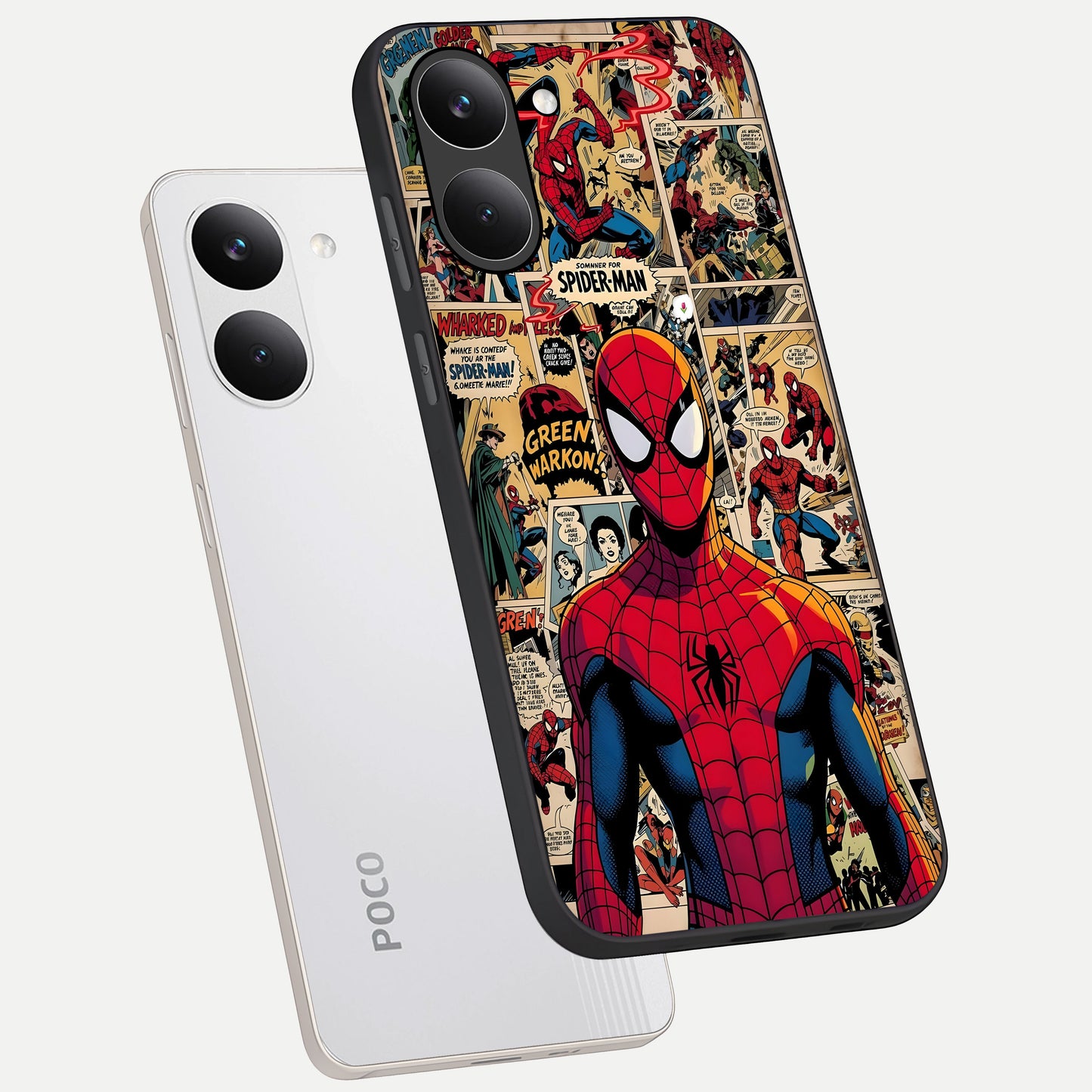  Aesthetic Spider phone case For Poco X8 Pro showing premium glass back cover with detailed artwork