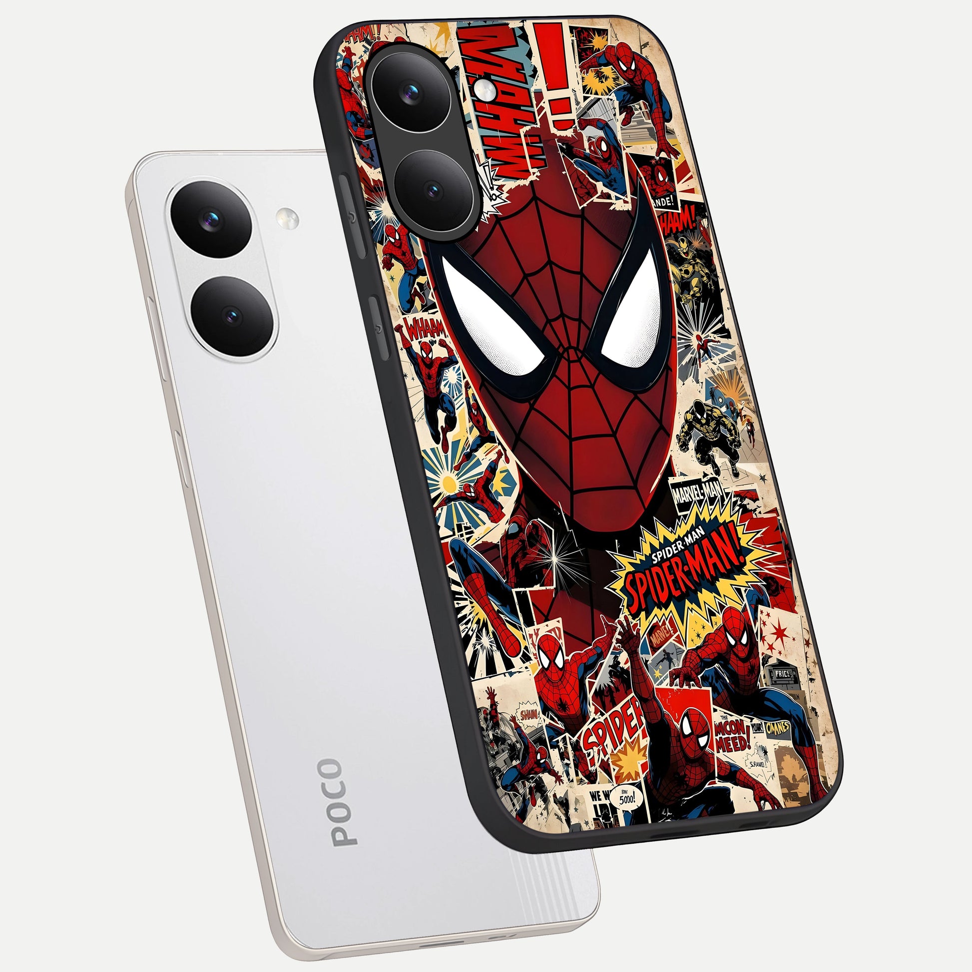 Aesthetic Wonder Spider phone case For Poco X8 Pro showing premium glass back cover with detailed artwork