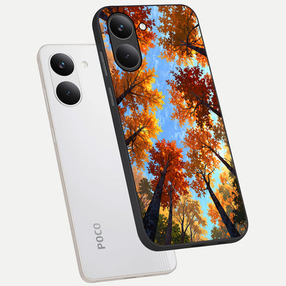 Autumn Sky Rise phone case For Poco X8 Pro showing premium glass back cover with detailed artwork