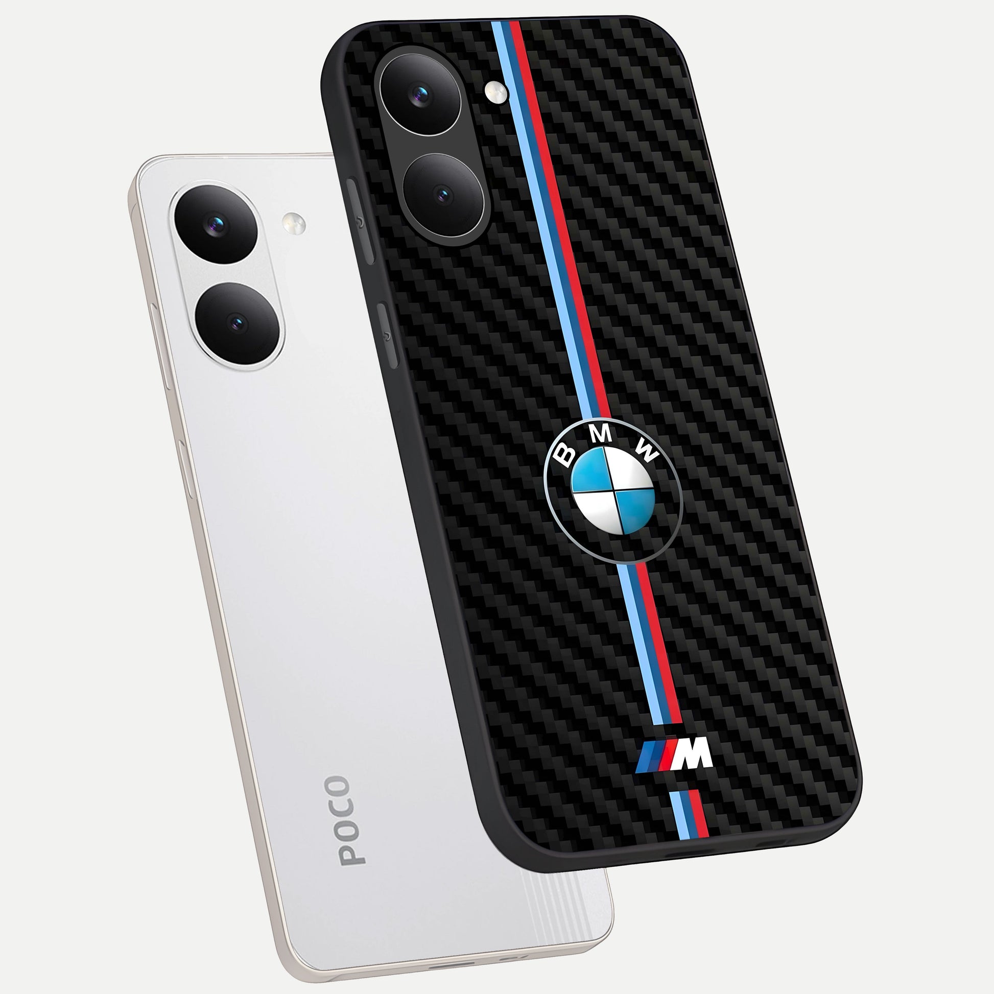  BMW Pattern phone case For Poco X8 Pro showing premium glass back cover with detailed artwork