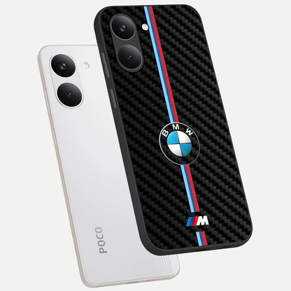  BMW Pattern phone case For Poco X8 Pro showing premium glass back cover with detailed artwork