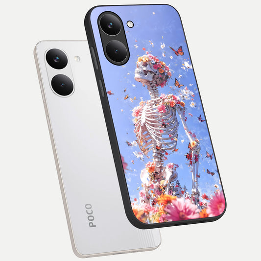  Bloom Beyond Bones phone case For Poco X8 Pro showing premium glass back cover with detailed artwork