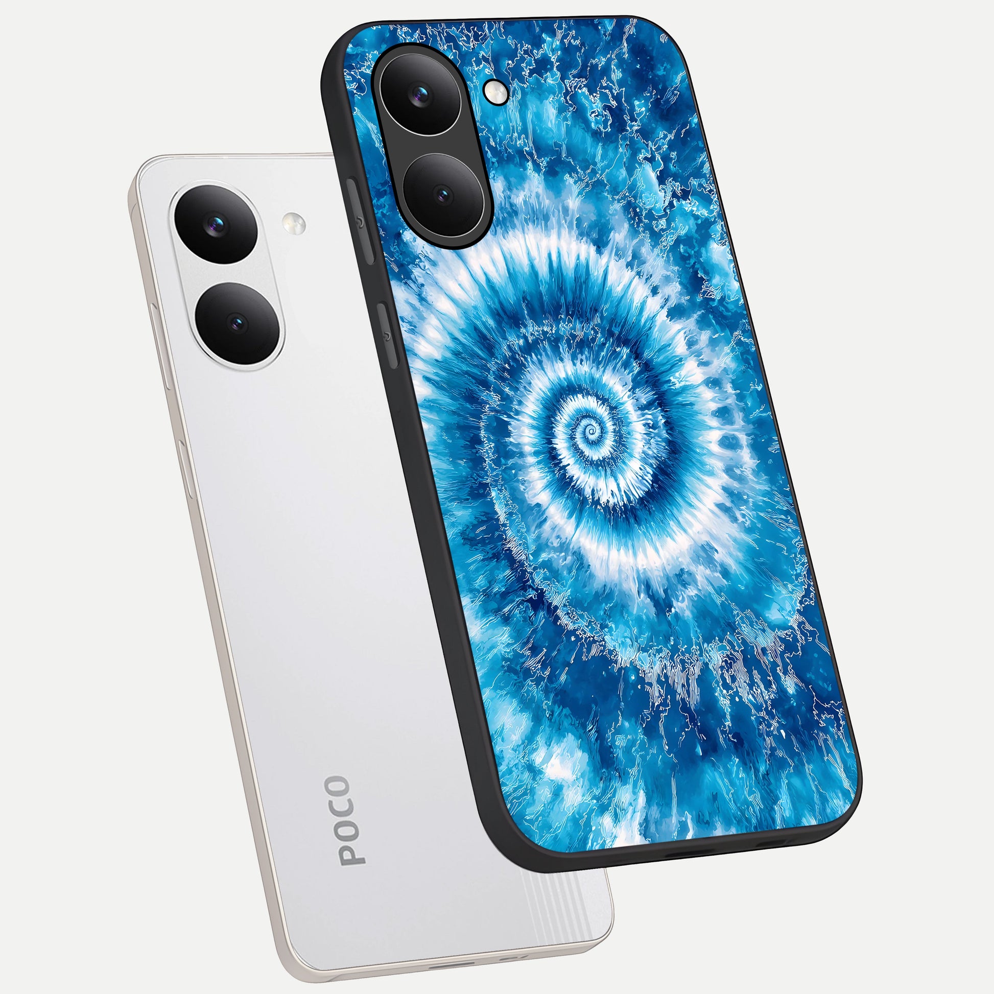  Blue Galaxy Wave phone case For Poco X8 Pro showing premium glass back cover with detailed artwork