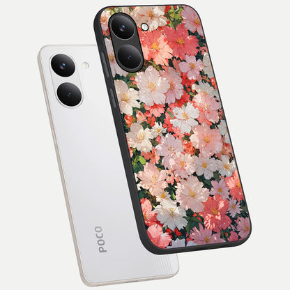  Blush Bloom Field phone case For Poco X8 Pro showing premium glass back cover with detailed artwork
