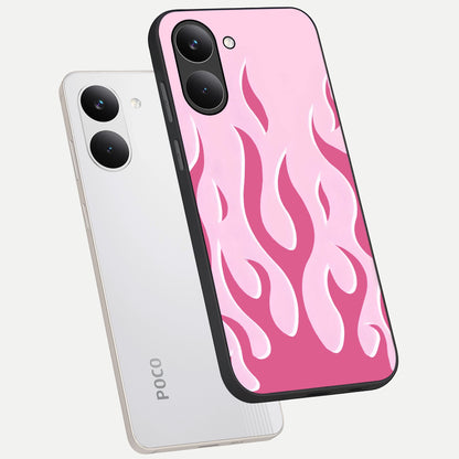  Blush Flame Energy phone case For Poco X8 Pro showing premium glass back cover with detailed artwork