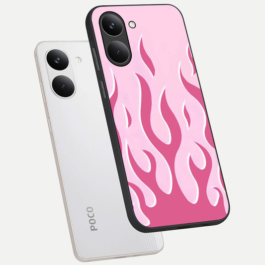  Blush Flame Energy phone case For Poco X8 Pro showing premium glass back cover with detailed artwork