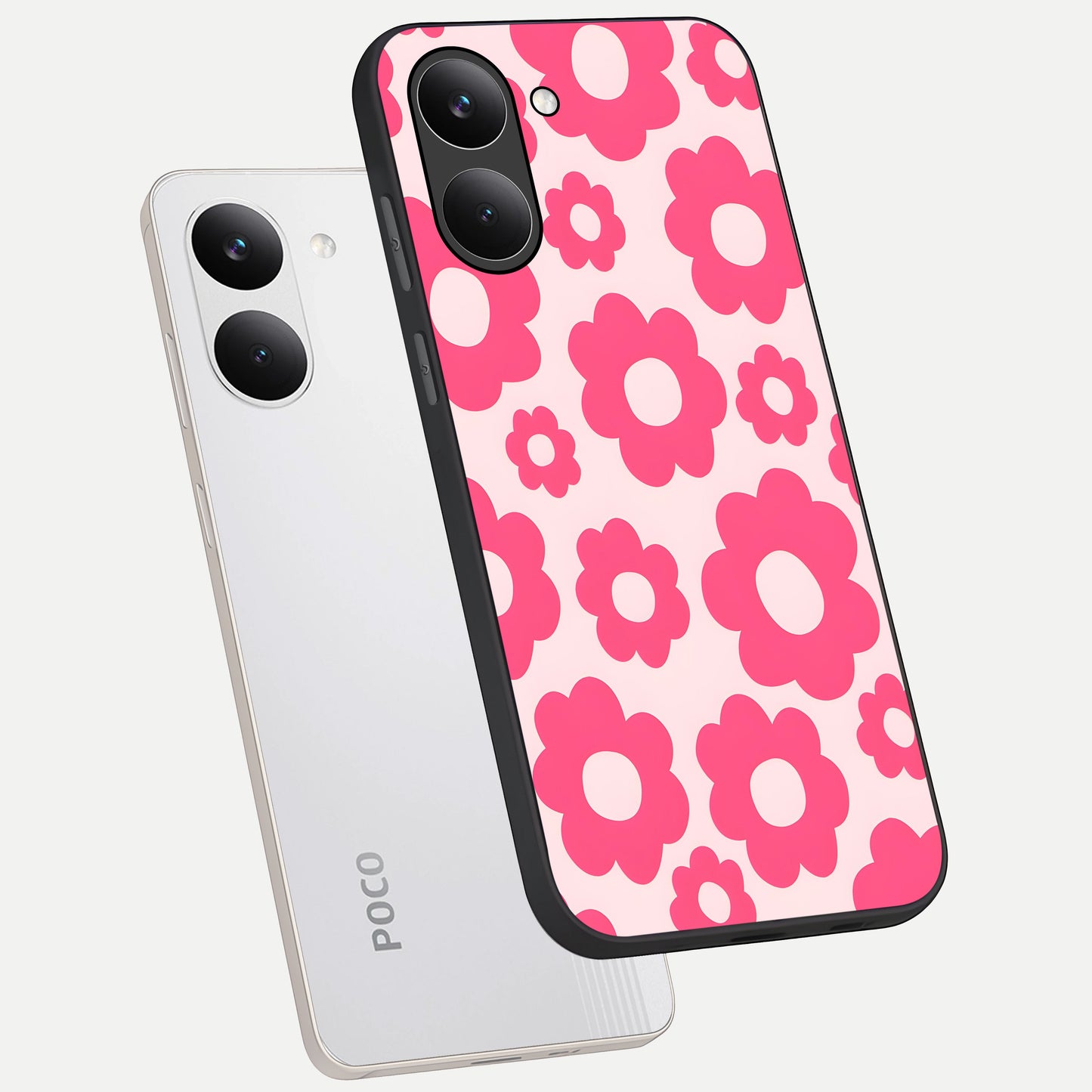  Blush Flower Pop phone case For Poco X8 Pro showing premium glass back cover with detailed artwork
