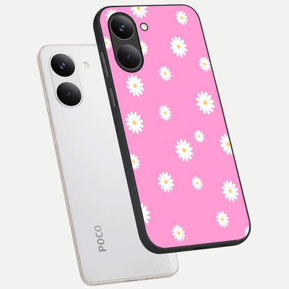  Bubblegum Daisy Pop phone case For Poco X8 Pro showing premium glass back cover with detailed artwork