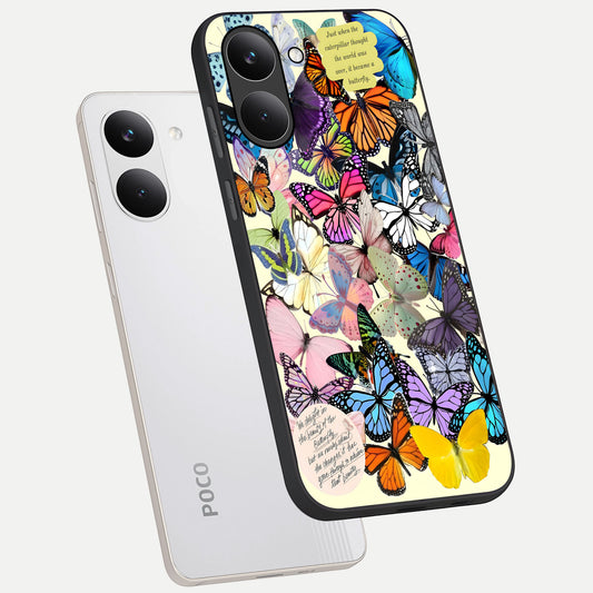  Butterflies Petal Dream phone case For Poco X8 Pro showing premium glass back cover with detailed artwork