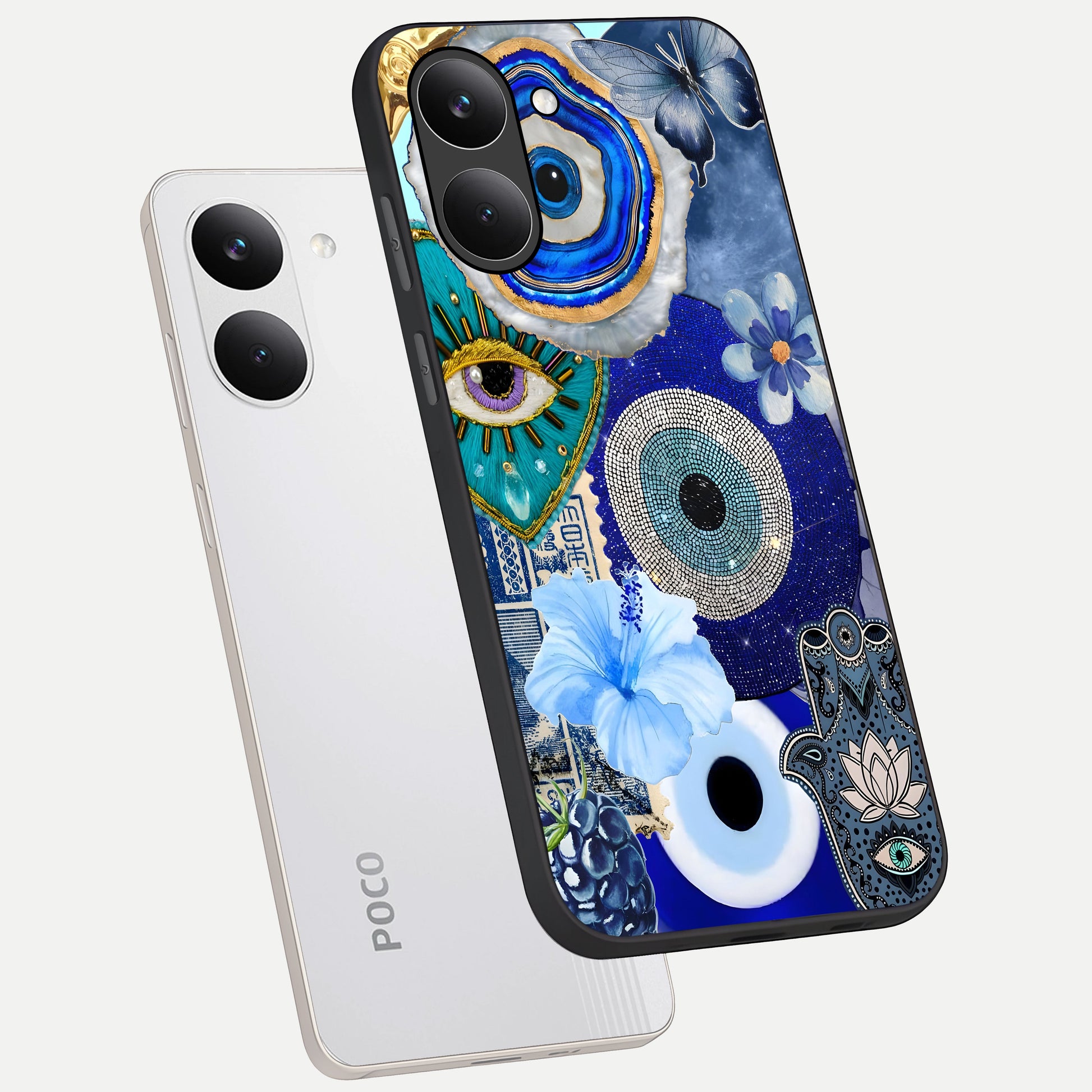  Celestial Blue Vision phone case For Poco X8 Pro showing premium glass back cover with detailed artwork