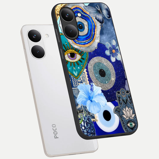  Celestial Blue Vision phone case For Poco X8 Pro showing premium glass back cover with detailed artwork