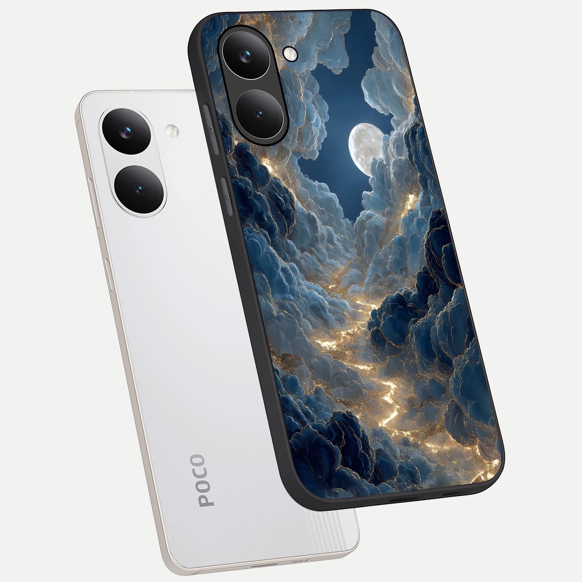  Celestial Cloud Road phone case For Poco X8 Pro showing premium glass back cover with detailed artwork