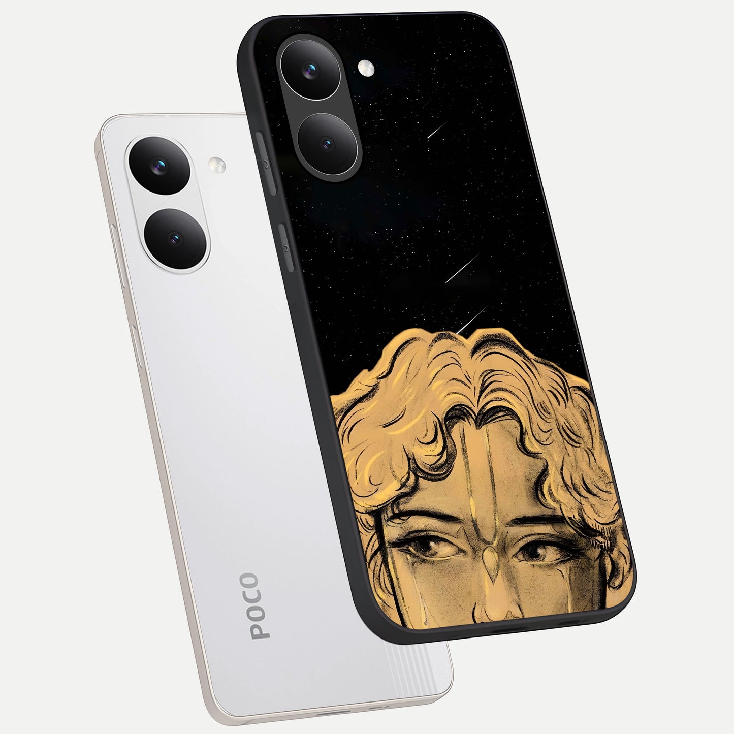  Celestial Gods Plan phone case For Poco X8 Pro showing premium glass back cover with detailed artwork