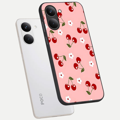  Cherry Love Mood phone case For Poco X8 Pro showing premium glass back cover with detailed artwork
