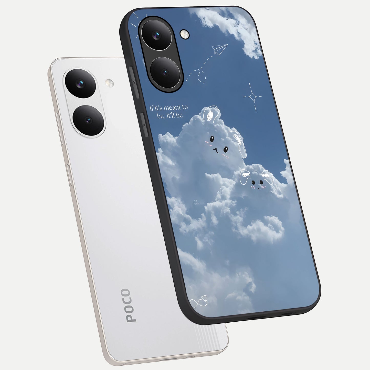  Cloud Bunny Dreams phone case For Poco X8 Pro showing premium glass back cover with detailed artwork