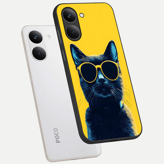  Cool Cat Vibes phone case For Poco X8 Pro showing premium glass back cover with detailed artwork