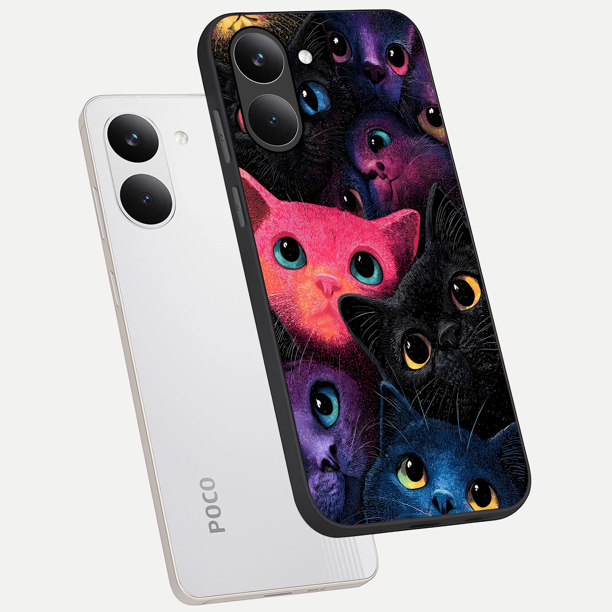  Cosmic Cats Dreams phone case For Poco X8 Pro showing premium glass back cover with detailed artwork