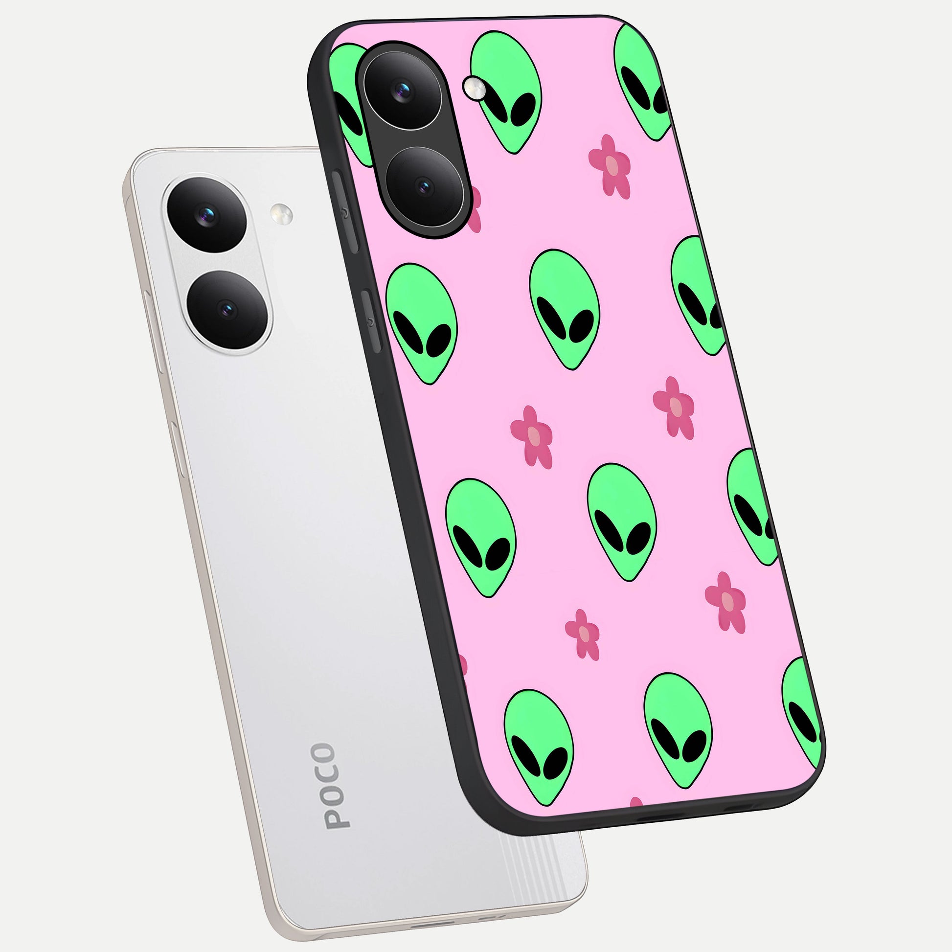  Cosmic Cute Crush phone case For Poco X8 Pro showing premium glass back cover with detailed artwork