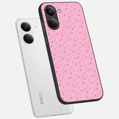  Cosmic Pink Sparkle phone case For Poco X8 Pro showing premium glass back cover with detailed artwork