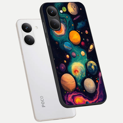  Cosmic Planet Journey phone case For Poco X8 Pro showing premium glass back cover with detailed artwork