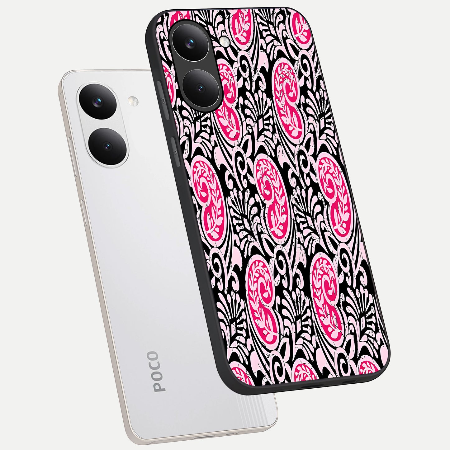  Crimson Paisley Charm phone case For Poco X8 Pro showing premium glass back cover with detailed artwork