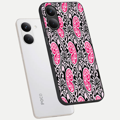  Crimson Paisley Charm phone case For Poco X8 Pro showing premium glass back cover with detailed artwork