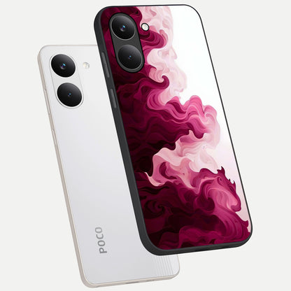  Crimson Wave Flow phone case For Poco X8 Pro showing premium glass back cover with detailed artwork