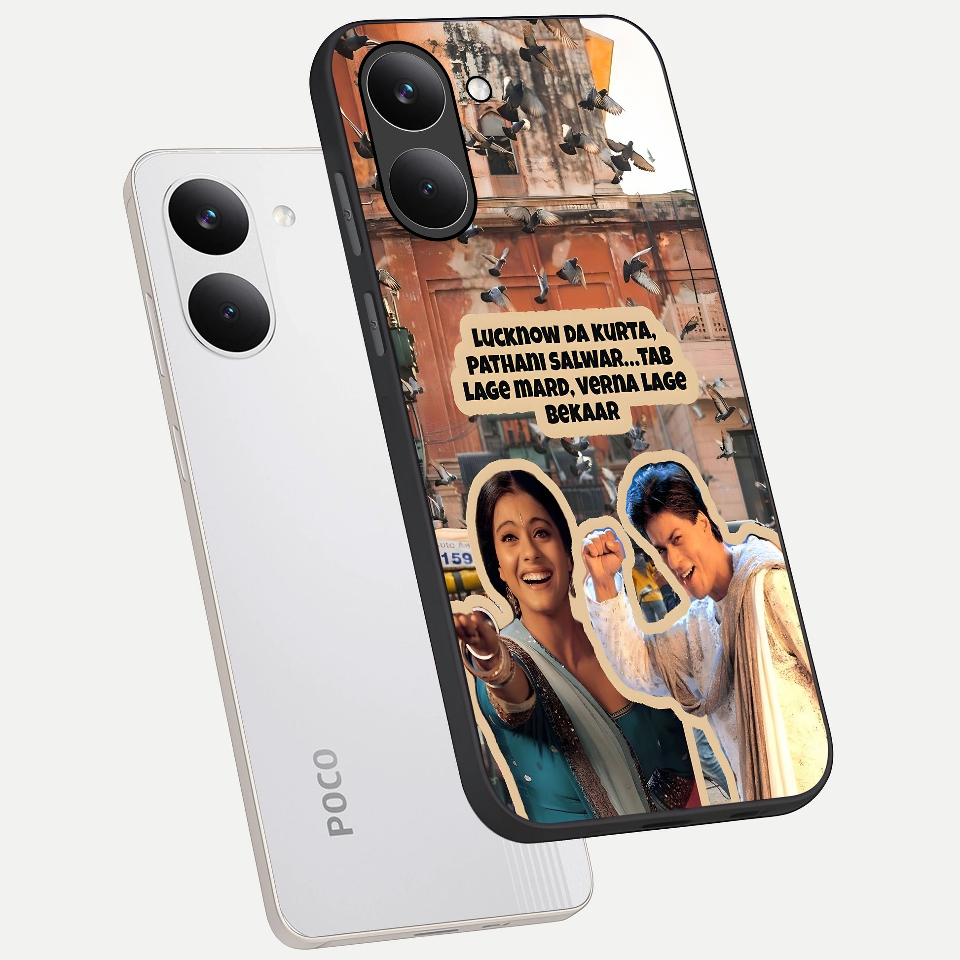  Desi Retro Vibes phone case For Poco X8 Pro showing premium glass back cover with detailed artwork