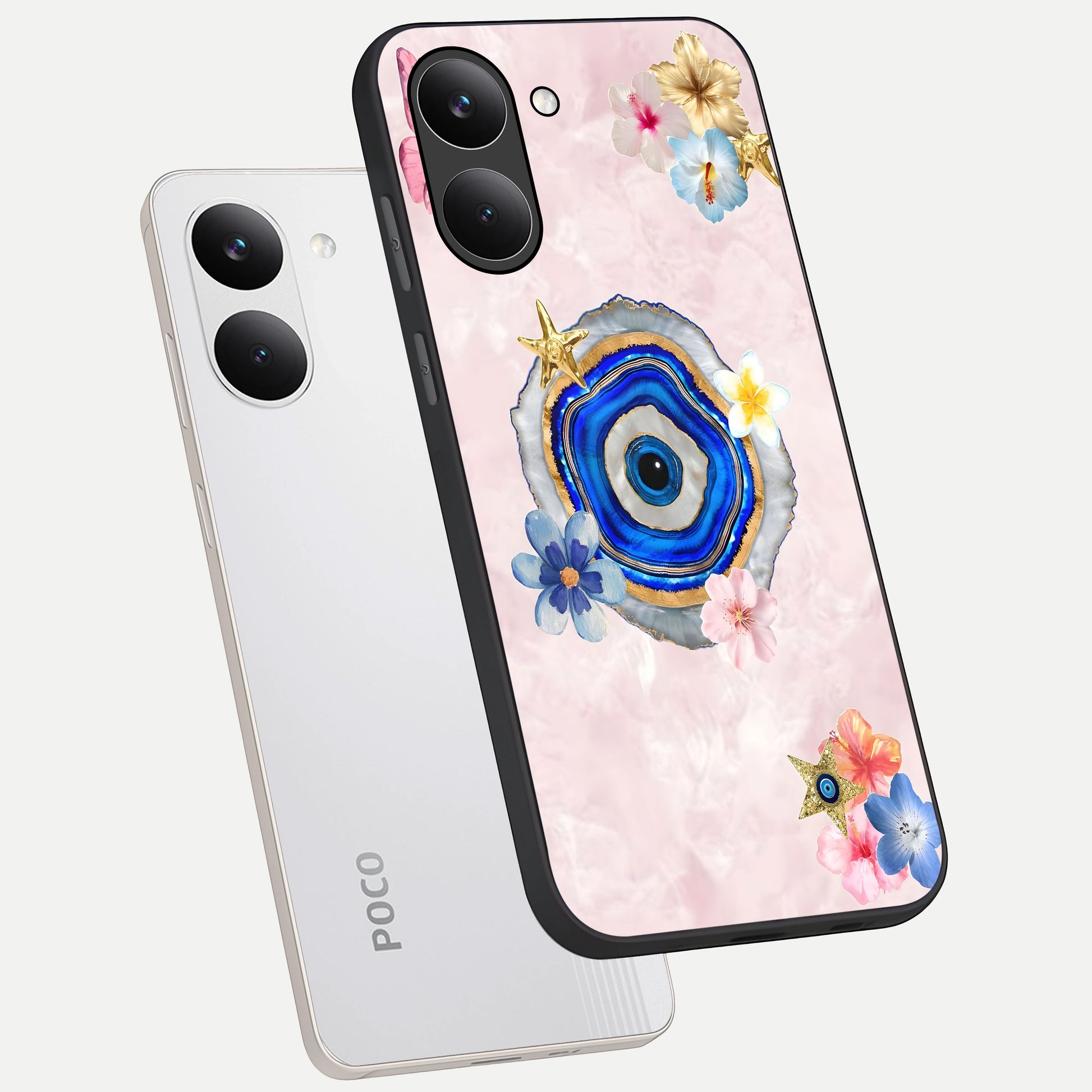  Divine Aura Bloom phone case For Poco X8 Pro showing premium glass back cover with detailed artwork