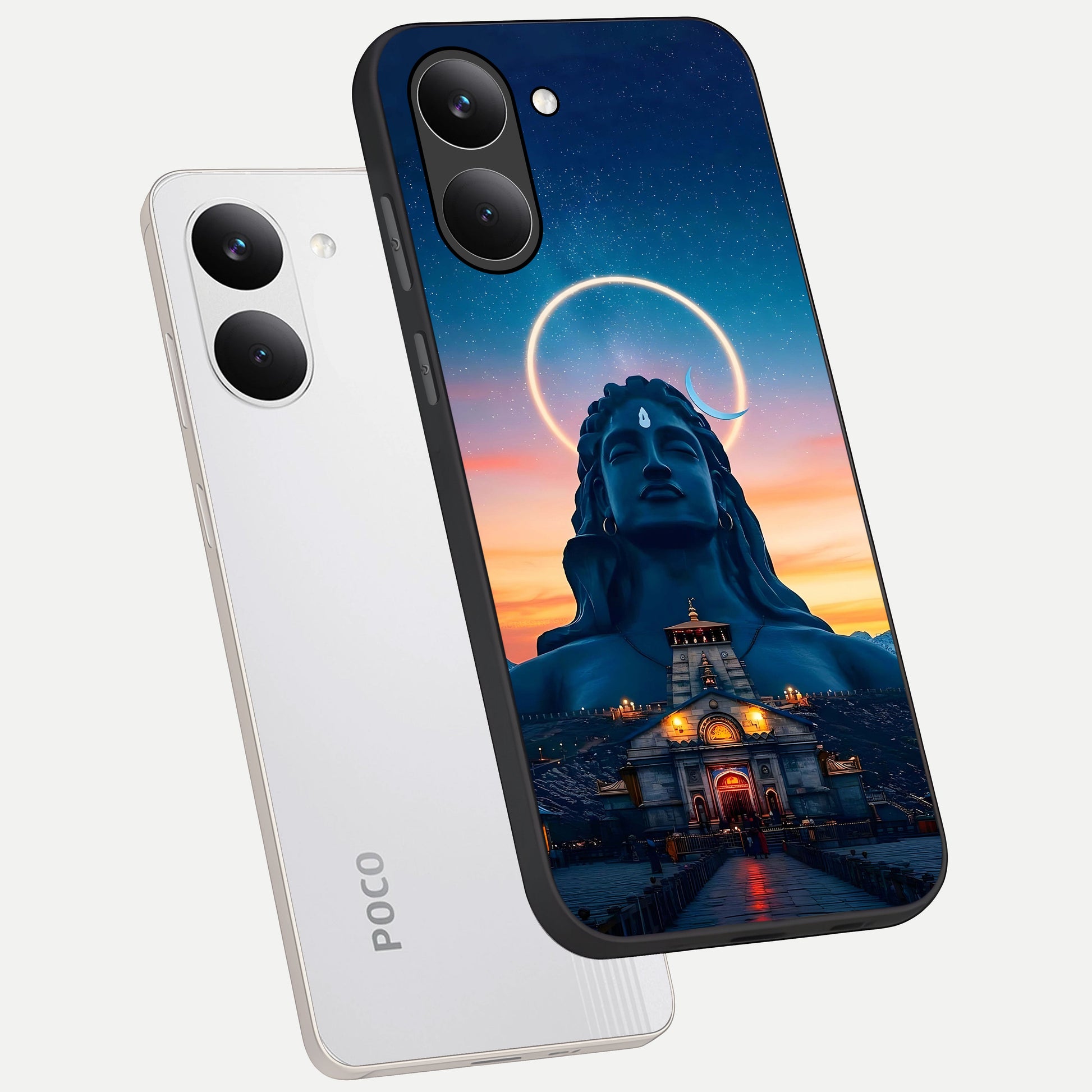  Eternal Shiva Aura phone case For Poco X8 Pro showing premium glass back cover with detailed artwork