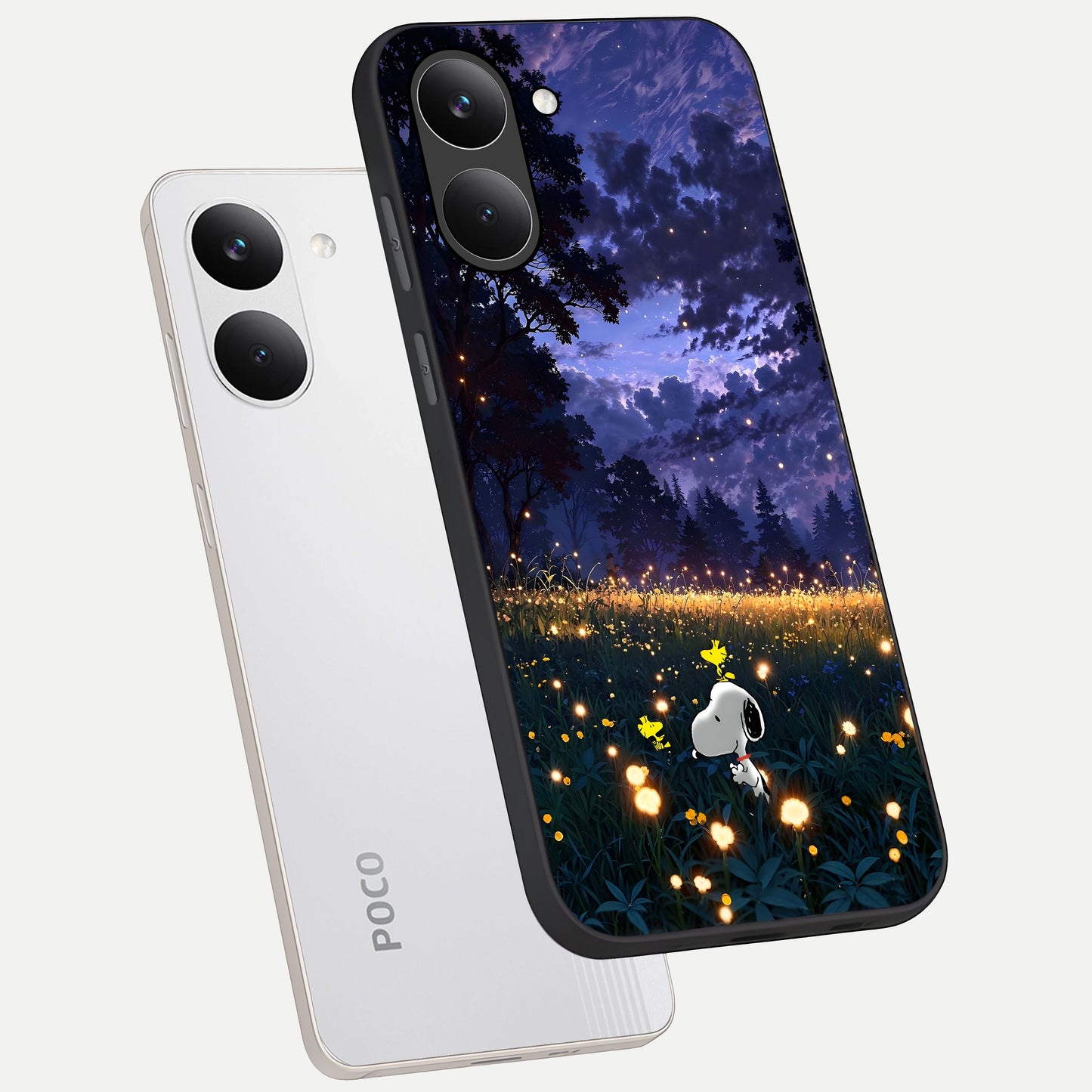  Firefly Meadow Magic phone case For Poco X8 Pro showing premium glass back cover with detailed artwork