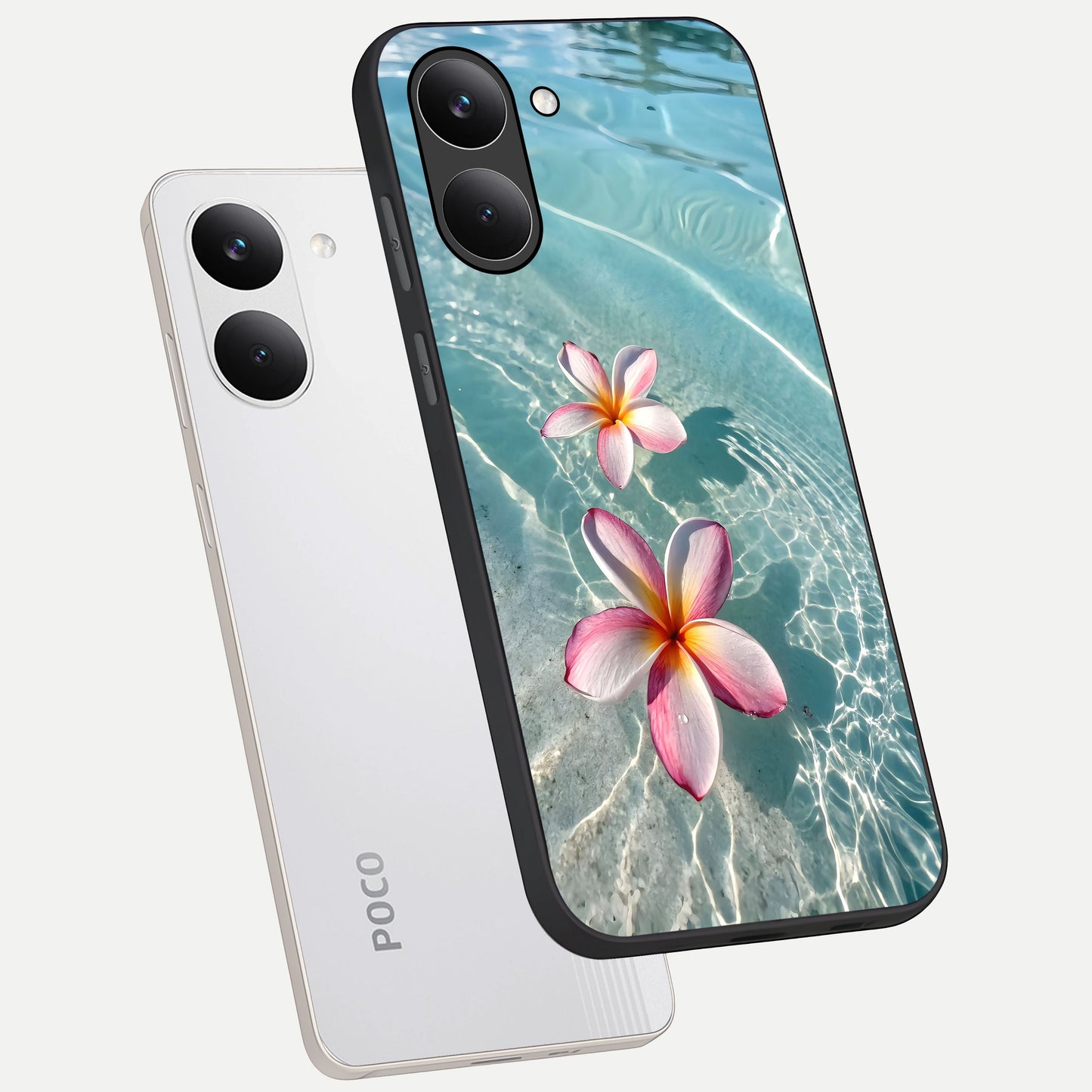  Floating Bloom Bliss phone case For Poco X8 Pro showing premium glass back cover with detailed artwork