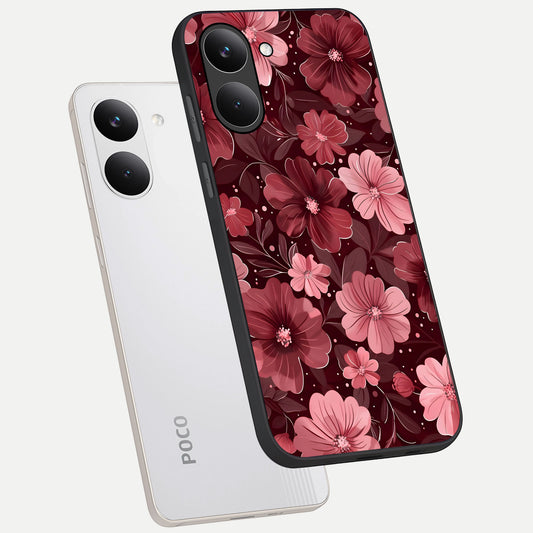  Flower Blush Bloom phone case For Poco X8 Pro showing premium glass back cover with detailed artwork