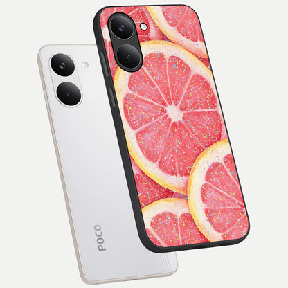  Glitter Grapefruit phone case For Poco X8 Pro showing premium glass back cover with detailed artwork