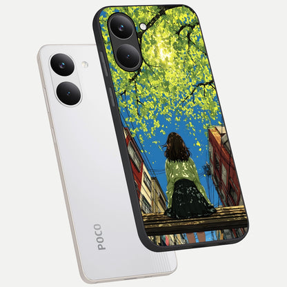  Golden Leaves Glow phone case For Poco X8 Pro showing premium glass back cover with detailed artwork