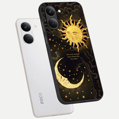  Golden Lunar Love phone case For Poco X8 Pro showing premium glass back cover with detailed artwork